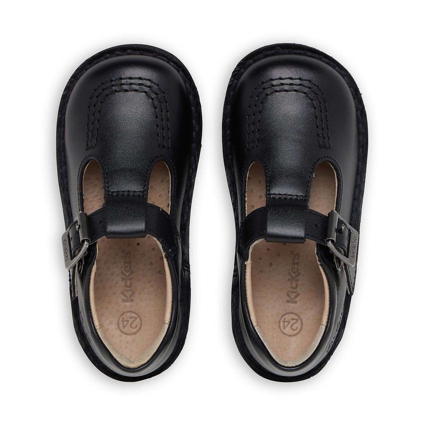 Infant Girls Kick T-Bar Black Leather