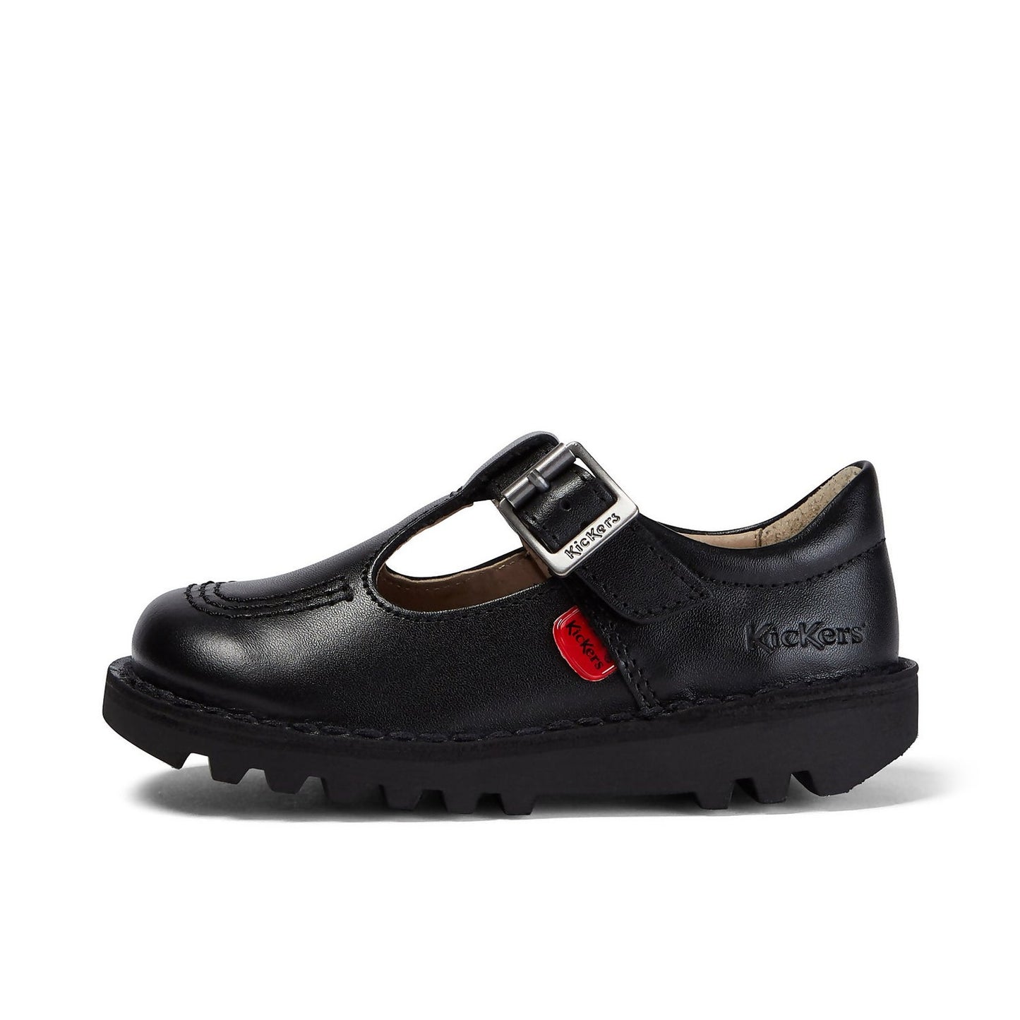 Infant Girls Kick T-Bar Black Leather