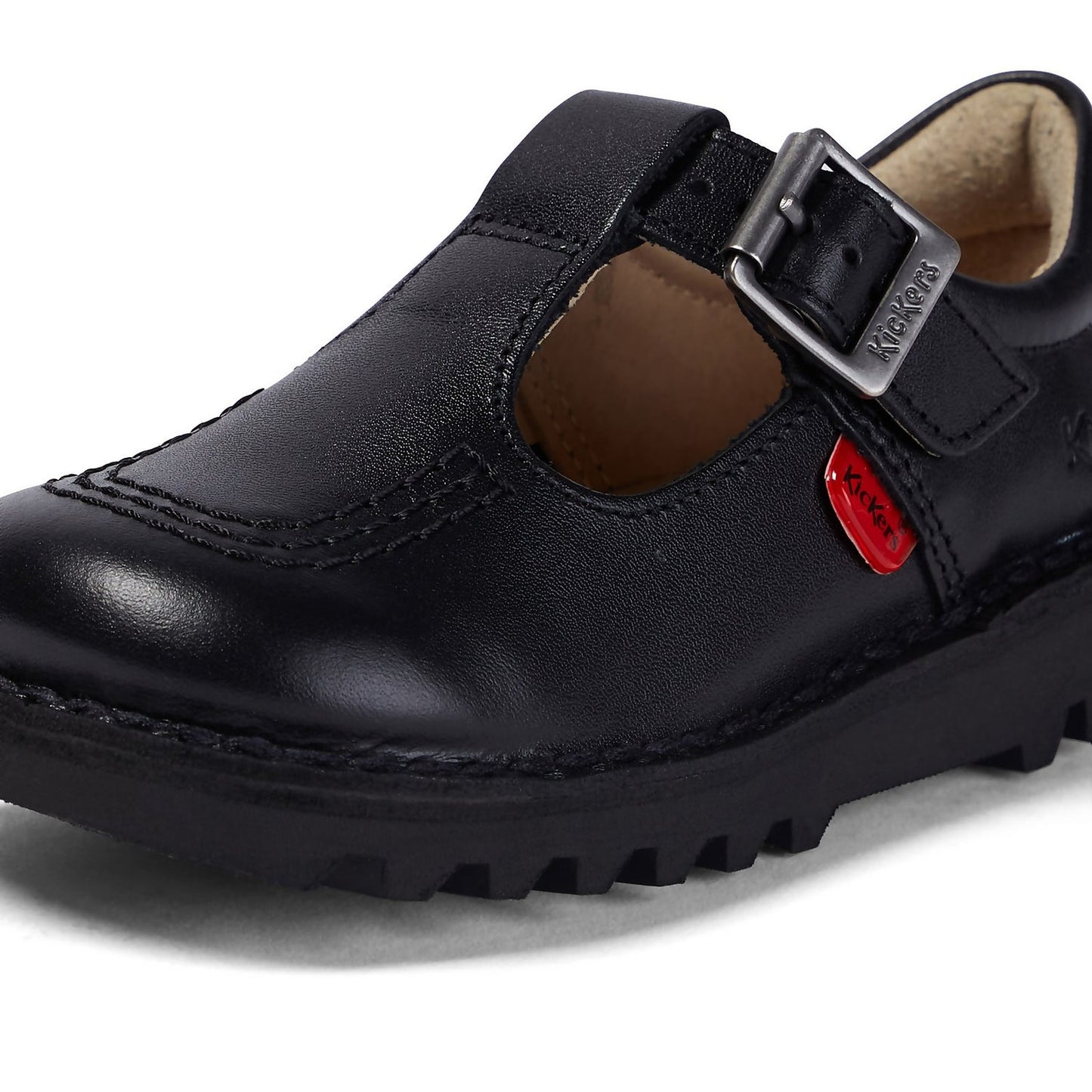 Infant Girls Kick T-Bar Black Leather