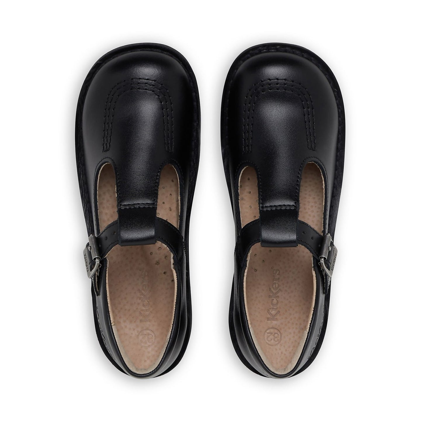 Junior Girls Kick T Bar Leather Black