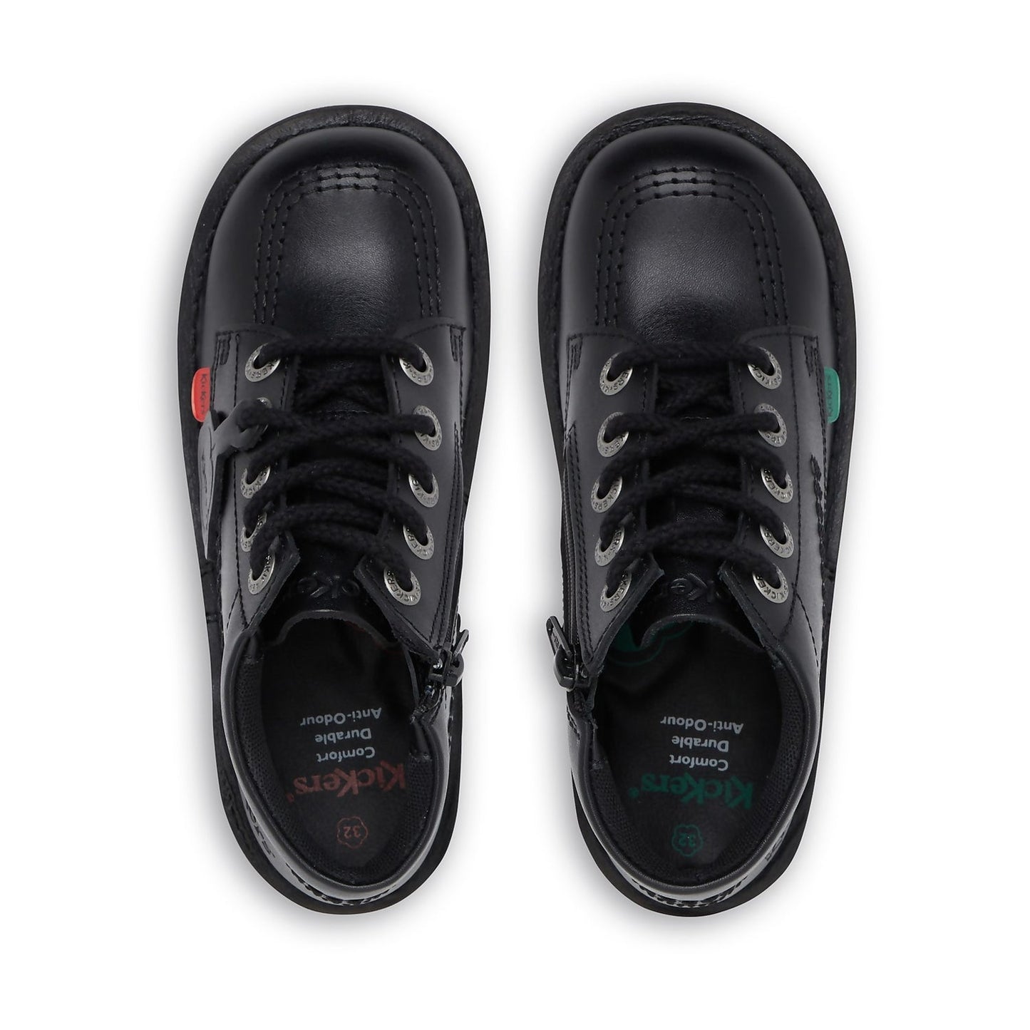Junior Unisex Kick Hi Zip Leather Black