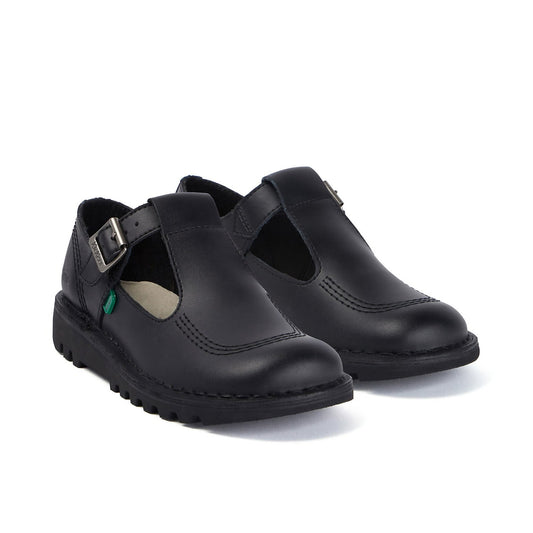 Women's T-Bar Black Leather