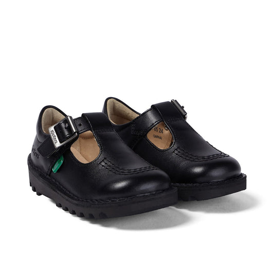 Infant Girls Kick T-Bar Black Leather