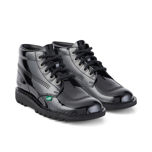 Womens Kick Hi Patent Black Leather